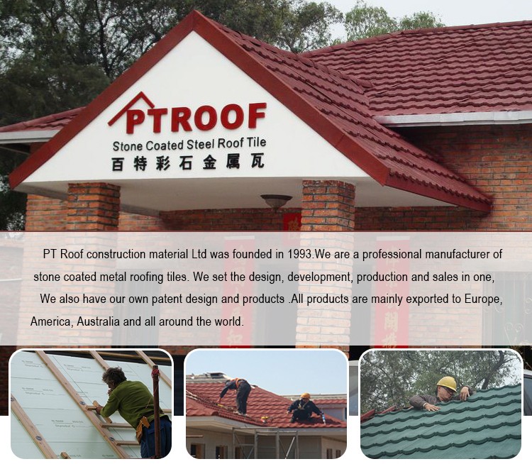 0.4 mm High quality photovoltaic solar stone coated chip roof tile polymer sandmix color roman roof tile for villa